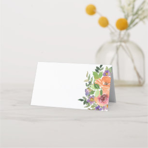 Minimalistisch Waterverf Oranje Floral Plaatskaartje