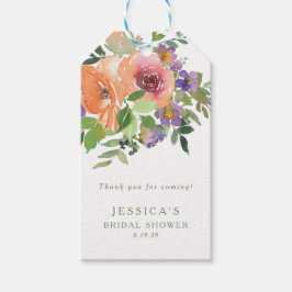 Minimalistisch Waterverf Oranje Floral Vrijgezelle Cadeaulabel