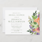 Minimalistisch Waterverf Oranje Floral Vrijgezelle Kaart (Voorkant)