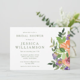 Minimalistisch Waterverf Oranje Floral Vrijgezelle Kaart