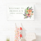 Minimalistisch Waterverf Oranje Floral Vrijgezelle Spandoek (Insitu)