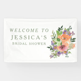 Minimalistisch Waterverf Oranje Floral Vrijgezelle Spandoek