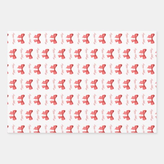 Minimalistisch Waterverf Prettige feestdagen rood Inpakpapier Vel (Voorkant)