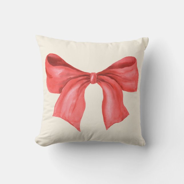 Minimalistisch Waterverf Prettige feestdagen rood  Kussen (Voorkant)