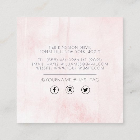 Minimalistisch Waterverf vierkant Visitekaartje (Achterkant)