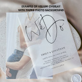 Minimalistisch We doen moderne script bruiloft Vellum Uitnodigingen