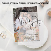 Minimalistisch We doen moderne script bruiloft Vellum Uitnodigingen