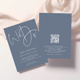Minimalistisch We doen Script Dusty Blue QR Code W Kaart