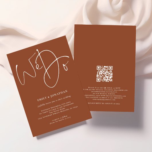 Minimalistisch We doen Script Terracotta QR Code W Kaart