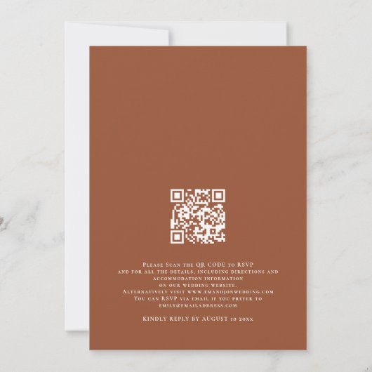Minimalistisch We doen Script Terracotta QR Code W Kaart (Achterkant)