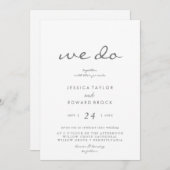 Minimalistisch: we doen Silver Script Photo Weddin Kaart (Voorkant / Achterkant)