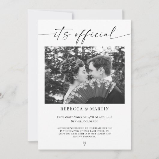 Minimalistisch We Getrouwd Wedding Accouncement Aankondiging (Voorkant)