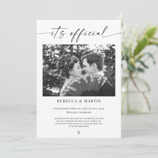 Minimalistisch We Getrouwd Wedding Accouncement Aankondiging (Staand voorkant)
