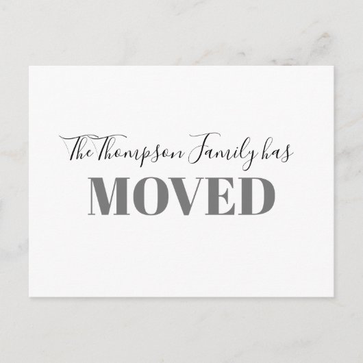 Minimalistisch: we hebben een eenvoudige bewegende aankondigingskaart (Voorkant)