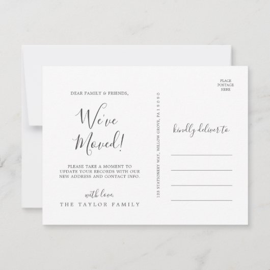 Minimalistisch We hebben printbaar Briefkaart verp (Achterkant)