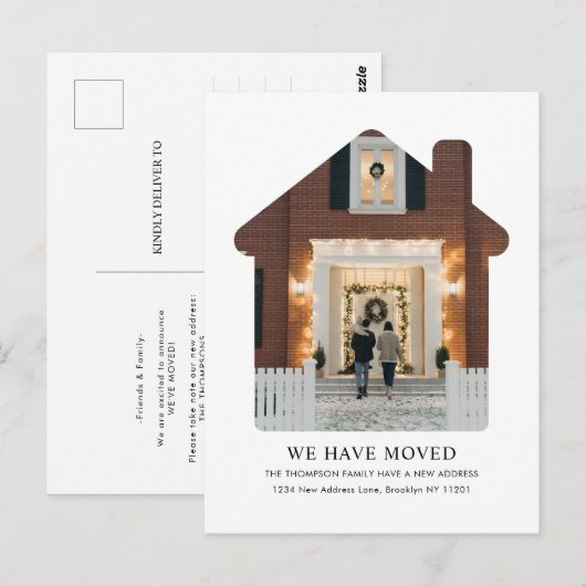 Minimalistisch We hebben verplaatst Nieuwe Thuisfo Briefkaart (Voorkant / Achterkant)