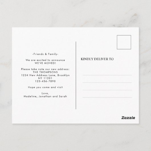 Minimalistisch We hebben verplaatst Nieuwe Thuisfo Briefkaart (Achterkant)