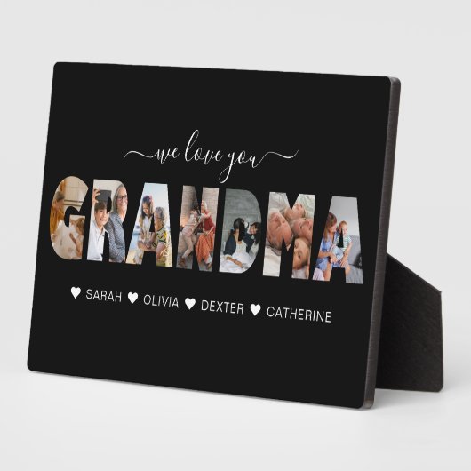 Minimalistisch We Love You Oma Fotocollage Zwart Fotoplaat (Zijkant)