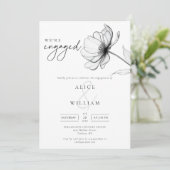 Minimalistisch We zijn verloofd met Bloemenverlovi Kaart (Staand voorkant)