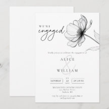 Minimalistisch We zijn verloofd met Bloemenverlovi