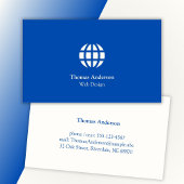 Minimalistisch webdesign, modern blauw en wit visitekaartje