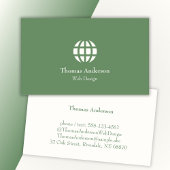 Minimalistisch webdesign, modern groen en wit visitekaartje