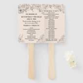 Minimalistisch weddenschap met een programma Flora Handwaaier (Voorkant en achterkant)