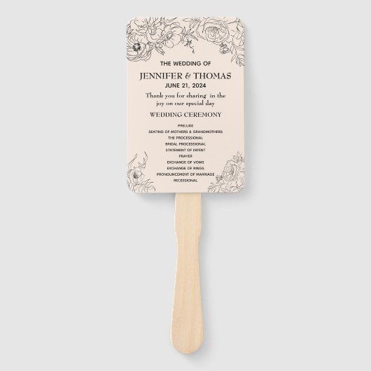 Minimalistisch weddenschap met een programma Flora Handwaaier (Voorkant)