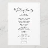 Minimalistisch weddenschap met kalligrafie programmakaart (Achterkant)