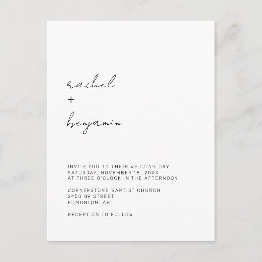 Minimalistisch weddenschap script Modern Simple Ty Briefkaart (Voorkant)