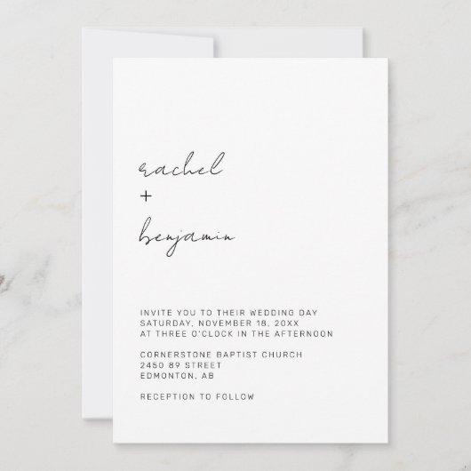 Minimalistisch weddenschap script Modern Simple Ty Kaart (Voorkant)