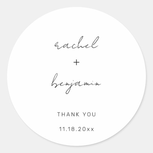 Minimalistisch weddenschap script Modern Simple Ty Ronde Sticker (Voorkant)