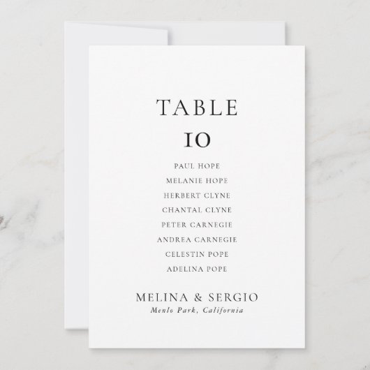 Minimalistisch weddenschap Tabel 10 Zitkaartje Kaart (Achterkant)