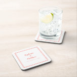 minimalistisch weddenschap van moderne Pas getrouw Bier Onderzetter<br><div class="desc">Eenvoudig, minimalistisch en chic Wedding-onderzetter is uitgerust met een modern design met een dubbele rand in trendy koraal op een scherpe witte achtergrond. Dit moderne, eenvoudige ontwerp biedt tijdloze, klassieke verfijning. Personaliseer namen van paar en gebeurtenisdatum in elegant koraal het schrijven en manuscript. Dit is een perfecte hoopje voor je...</div>
