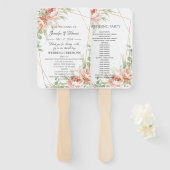 Minimalistisch weddenschapsprogramma Blush Rozen Handwaaier (Voorkant en achterkant)