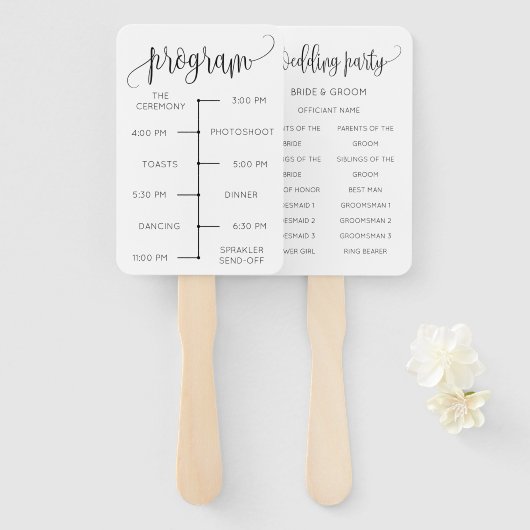 Minimalistisch weddenschapsprogramma handwaaier (Voorkant en achterkant)