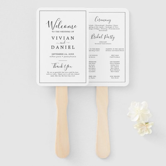 Minimalistisch weddenschapsprogramma handwaaier (Voorkant en achterkant)