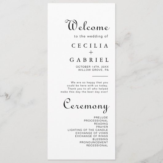 Minimalistisch weddenschapsprogramma programmakaart (Voorkant)