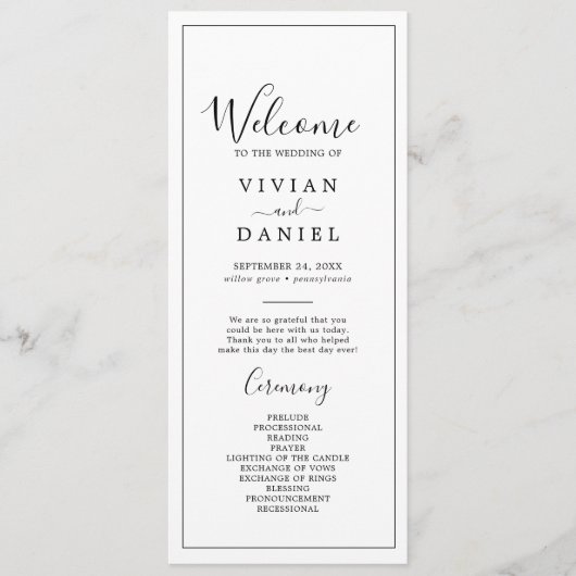 Minimalistisch weddenschapsprogramma programmakaart (Voorkant)