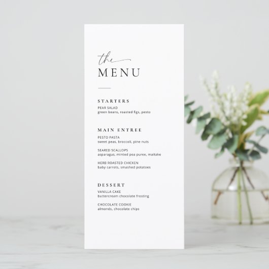 Minimalistisch Wedding Menu Modern Wedding Dinner (Staand voorkant)