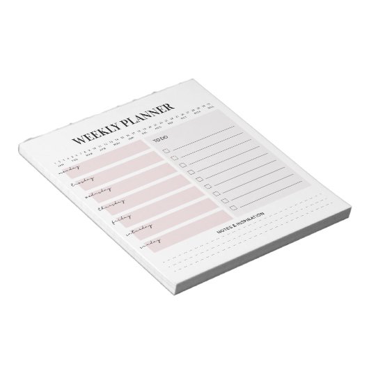 Minimalistisch weekblad notitieblok (Schuin)