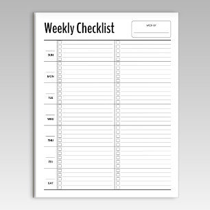Minimalistisch wekelijks checklist-Notitieblok Notitieblok