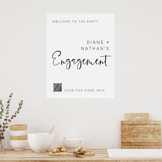 Minimalistisch Welkom bij ons Verloving QR code te Poster (Keuken)