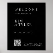 Minimalistisch welkom bruiloft QR CODE zwart teken Poster (Voorkant)