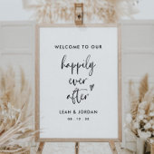 Minimalistisch welkom op ons vrolijk ooit na teken poster