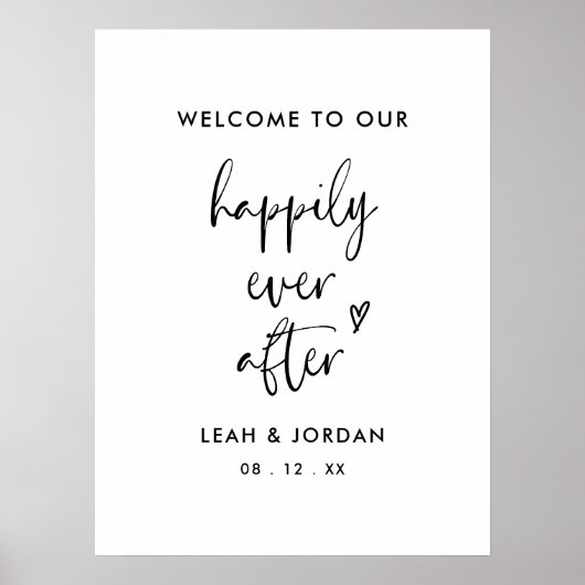 Minimalistisch welkom op ons vrolijk ooit na teken poster (Voorkant)