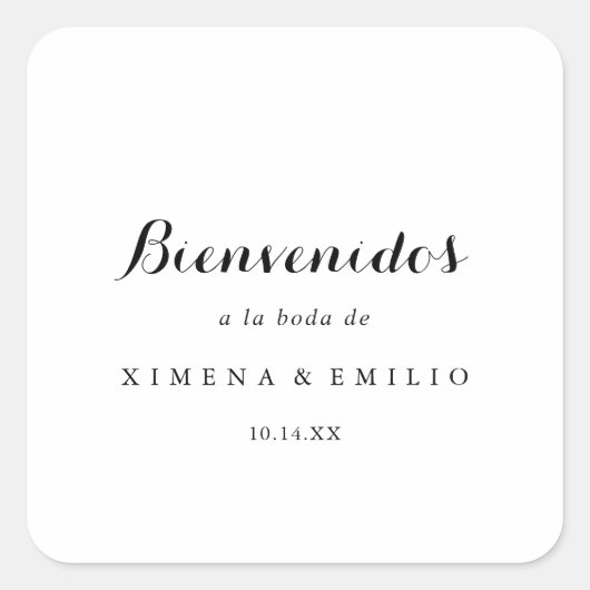 Minimalistisch welkom Spaanse bruiloft Vierkante Sticker (Voorkant)