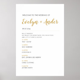 Minimalistisch welkomstprogramma voor bruiloft en  poster