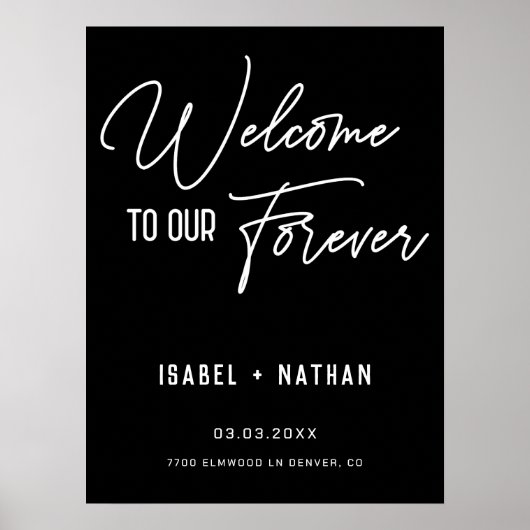 Minimalistisch Welkomstteken Modern Black Wedding Poster (Voorkant)