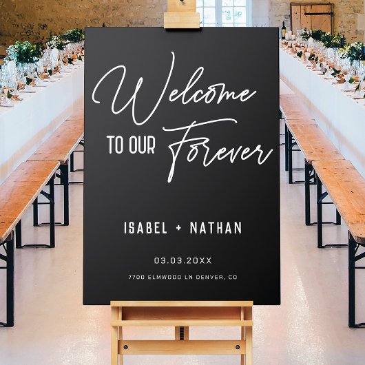 Minimalistisch Welkomstteken Modern Black Wedding Poster